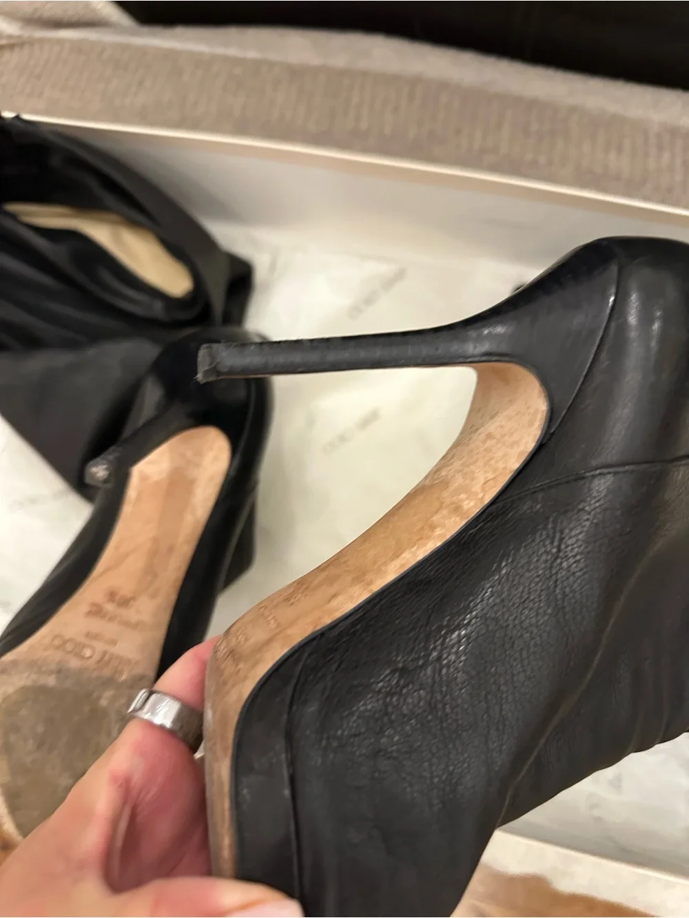 Jimmy Choo Black Over-the-Knee Pointed-Toe Leather Boots